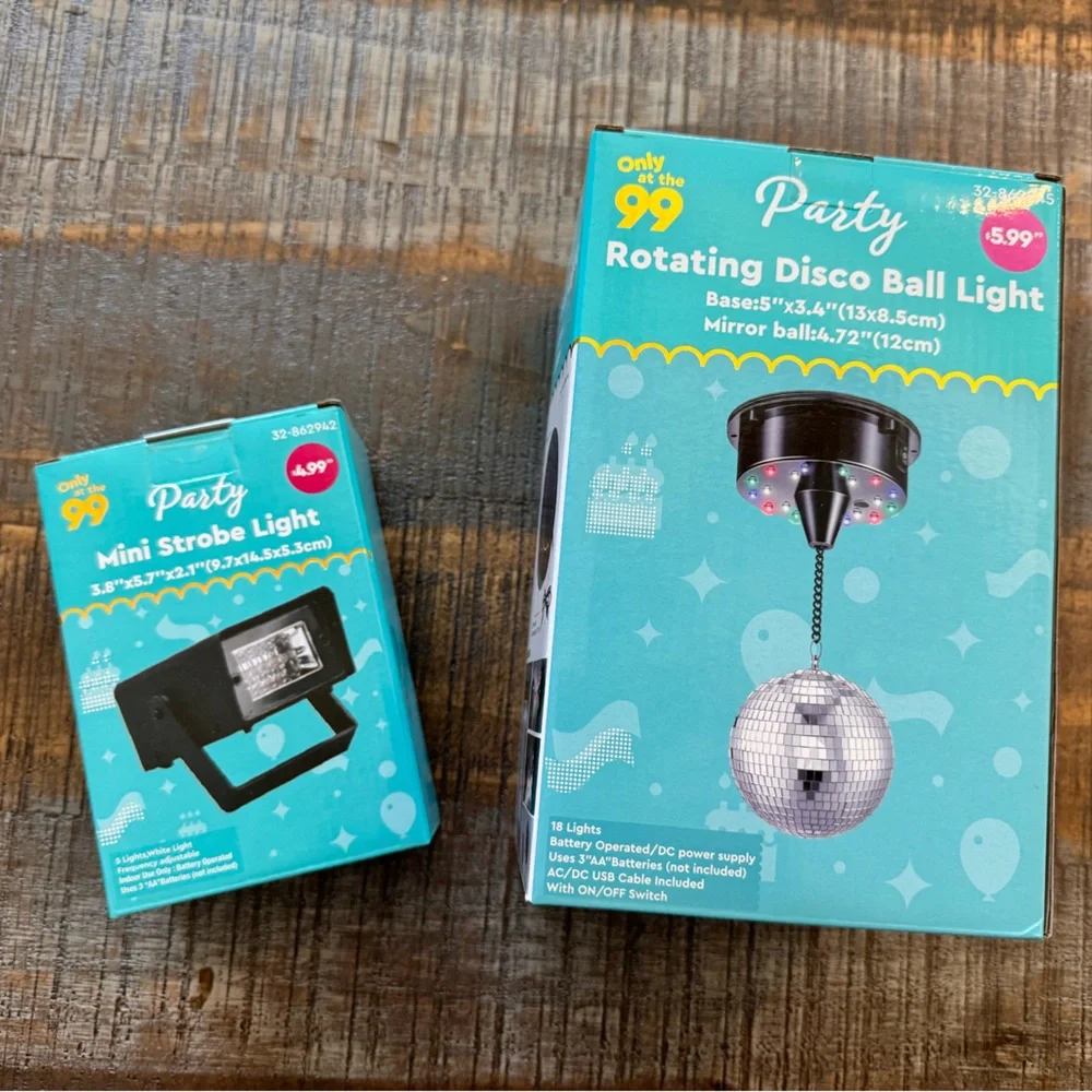 NWT Party Strobe Light & Disco Ball Perfect for Disco Party Kids Party Halloween